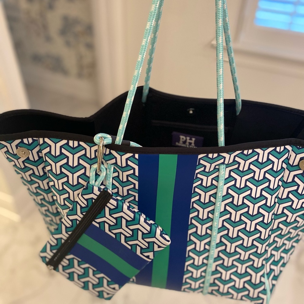 Parker & Hyde Neoprene Blue and White Tote Bag